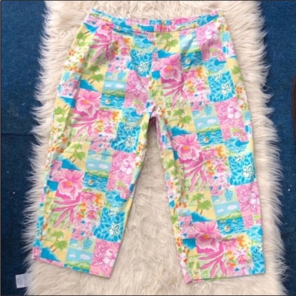 Briggs New York Pants - Tropical Patchwork Beach Print Capri Pant